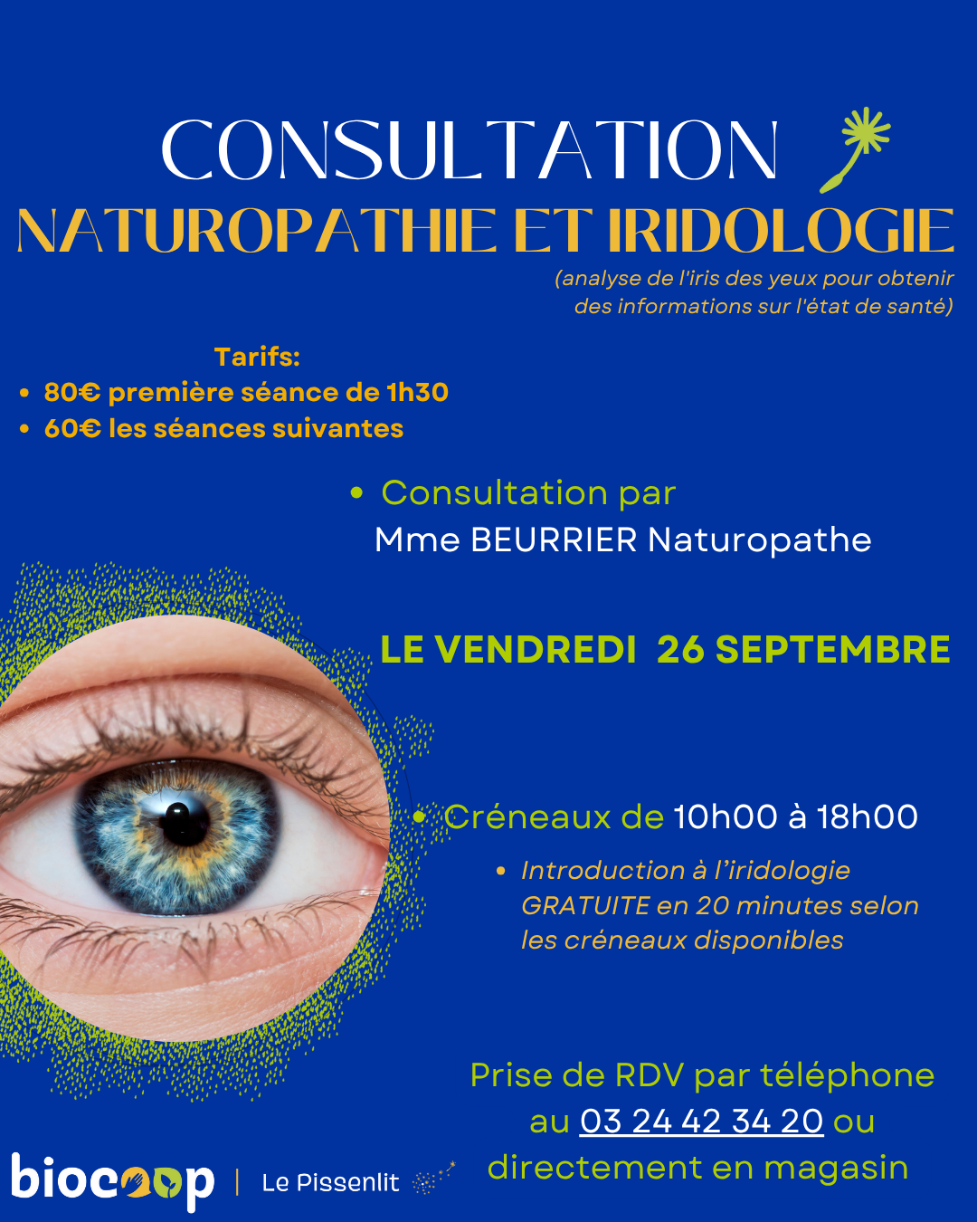 Nouvelles consultations Naturopathe/ Iridologie par Madame Aline Beurrier